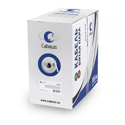 Кабель Cabeus UTP-4P-Cat.5e-SOLID-GY, U/UTP кат. 5e, 4 пары 24 AWG, одножильный, 305 м
