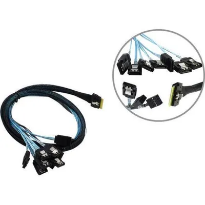 Кабель Procase CBL-SLSAS8-8SATA-10, SFF-8654→8×SATA, 1м