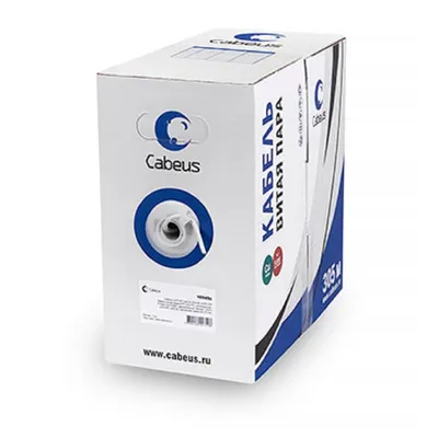 Кабель Cabeus UTP-4P-Cat.5e-SOLID-LSLTx-GY, U/UTP 5e, 4 пары 24 AWG, 305 м
