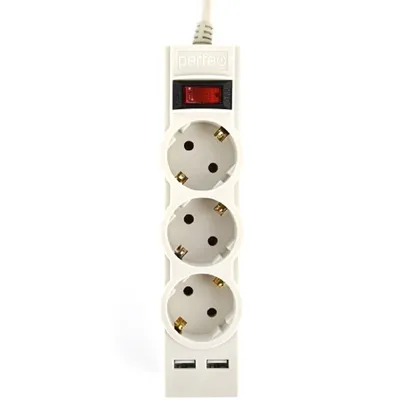 Сетевой фильтр Perfeo PF_E1642, 5 м, 3 розетки, 2 USB