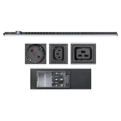 Блок распределения питания Cabeus PDU-32-10S-10C19-8C13-B-T, 32А, вертикальный, 19"