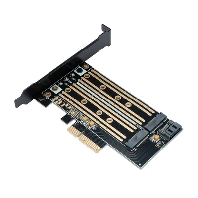 Адаптер Gembird MF-PCIE-NVME-SATA, 2× M.2 (NVMe+SATA) в PCI-Express 4x