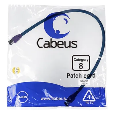 Патч-корд Cabeus PC-SSTP-RJ45-Cat.8-0.5m-LSZH, S/FTP, Cat.8, 0.5 м, синий