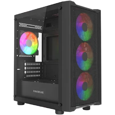 Корпус PowerCase CMMEM19B-A4, Mistral Micro EM19, TG, 4×120мм ARGB PWM, mATX