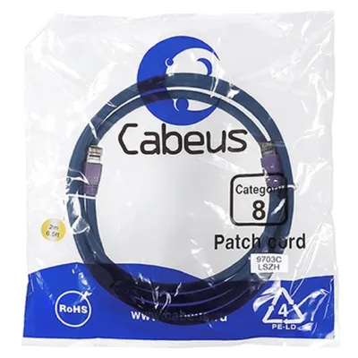 Патч-корд Cabeus PC-SSTP-RJ45-Cat.8-2m-LSZH, Cat.8, S/FTP, 2м