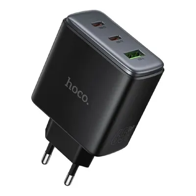 Зарядное устройство Hoco HC-72009, 65Вт, QC3.0/PD, 1xUSB, 2xType-C, чёрный