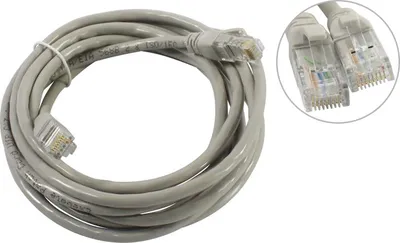 Патч-корд ExeGate UTP-RJ45-RJ45-C6-CU-3M-GY, UTP, cat.6, 3 м, серый