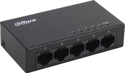 Коммутатор Dahua DH-PFS3005-5GT, неуправляемый, 5×1GbE RJ45, 10 Гбит/с, металл