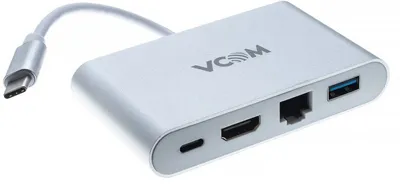Кабель-адаптер VCOM CU455, USB-C → HDMI+USB 3.0+RJ45+PD