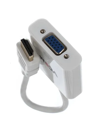 Кабель-переходник Vcom CG558, HDMI (M) → VGA (F), 0,1 м, белый