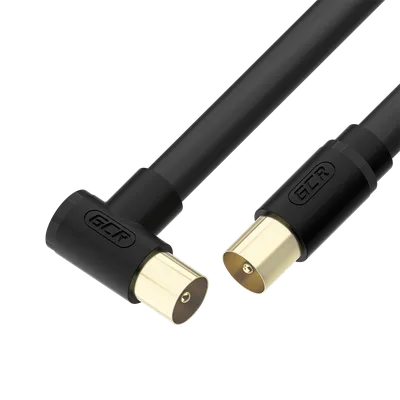 Кабель антенный GCR GCR-54893, RG59, 10.0м, TV M угловой/TV M, черный