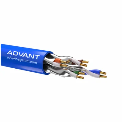 Кабель витая пара, экранированная U/FTP, категория 6a, 4 пары 4х2х0.57  (23 AWG), одножильный (solid), без разделителя, LSZH, –20°C – +75°C, Цвет: Синий, оболочка LSZH. Соответствует стандарту пожарной безопасности IEC-60332-3-24. Упаковка 305 метров.