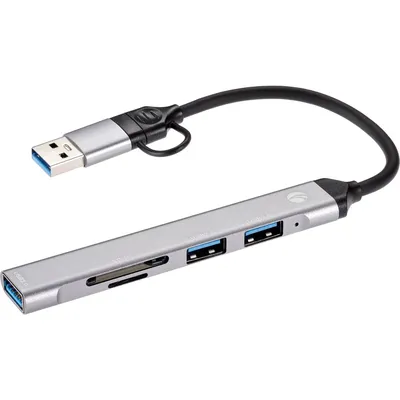 Адаптер VCOM DH297, USB 2.0 Type-C → USB 3.0+2×USB 2.0+SD+TF
