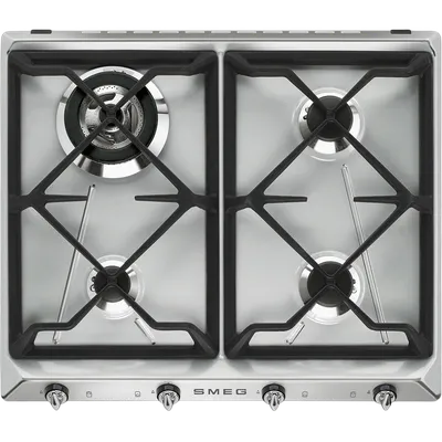 Варочная поверхность Smeg SR964XGH, газовая, 4 конфорки, нержавеющая сталь, 60 см