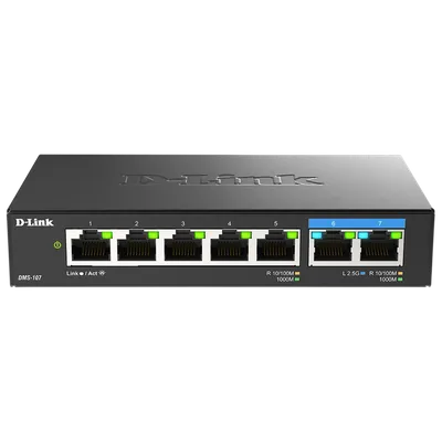 Коммутатор D-Link DMS-107/A1A, 5×1GbE, 2×2.5GbE