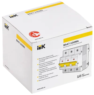 Автоматический выключатель IEK ВА47-100МА MVA43-3-025-D, 3P, 25 А, 10 кА, D