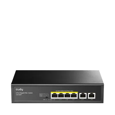 Коммутатор Cudy GS1006P, 6×1 Гбит/с, 4 порта PoE+ 65 Вт, неуправляемый, 1U