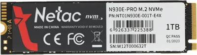 SSD Netac NT01N930E-001T-E4X, 1TB, PCIe 3.0 x4, NVMe, M.2
