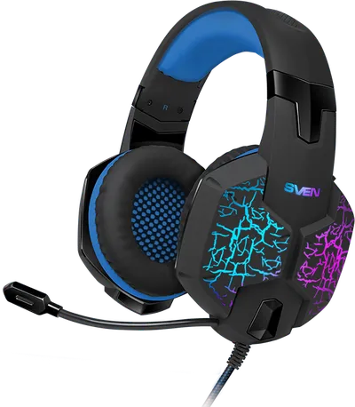 Наушники с микрофоном SVEN AP-U980MV <Black-Blue> (7.1,с регулятором громкости,  шнур 2.2м, USB)