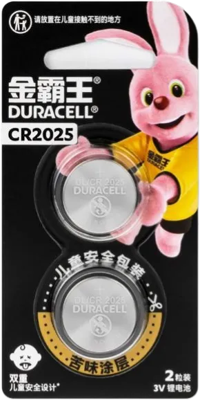 Батарейка Duracell CR2025 BL2, литиевая, 3 В, 2 шт.