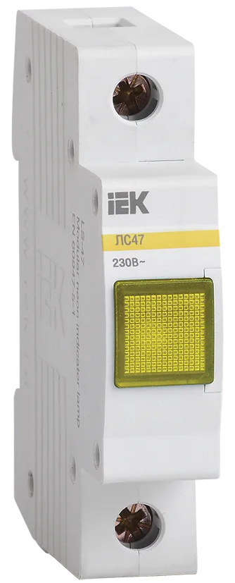 Лампа сигнальная iEK MLS10-230-K05 ЛС-47, 230 В, желтая, DIN-рейка