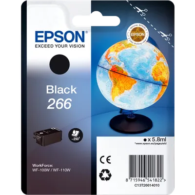 Картридж Epson T266 (C13T26614010), чёрный, 5,8 мл, 250 страниц