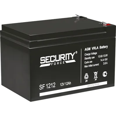 Аккумулятор Энергон SECURITY FORCE SF 1212, 12 В, 12 А·ч, AGM, клеммы F2