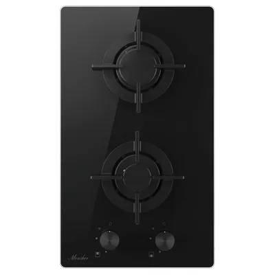 Варочная поверхность Monsher MGG 34 Noir, газовая, 2 конфорки, 30 см, закалённое стекло