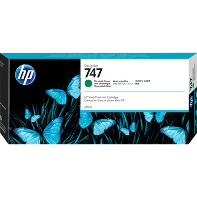 Картридж HP 747 P2V84A, хроматический зелёный, 300 мл, DesignJet Z6/Z9+