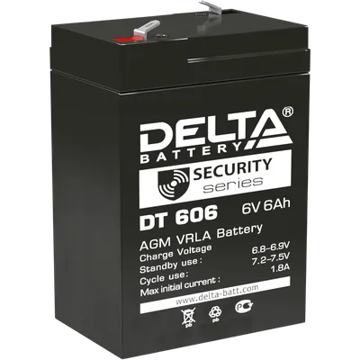 Аккумулятор Delta DT 606, 6В, 6Ач, AGM
