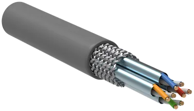 Кабель ITK LC1-C6A04-611, S/FTP кат.6A, 4×2×23AWG, PVC, 305м, серый
