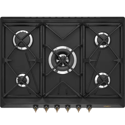 Варочная панель газовая SMEG SRV876AOGH, 70 см, 5 конфорок, антрацит