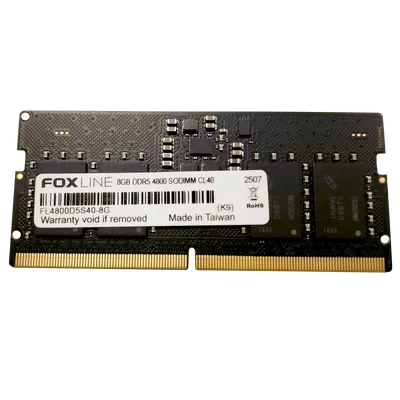 Модуль памяти Foxline FL4800D5S40-8G, 8ГБ, DDR5, 4800МГц, SODIMM