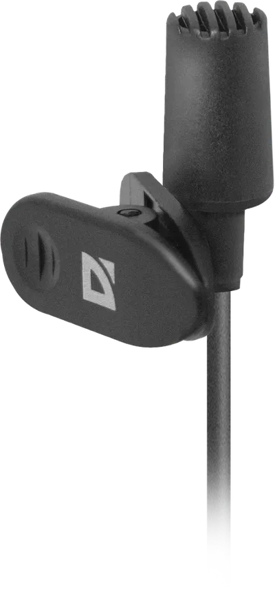 Микрофон Defender 64109, проводной, jack 3.5 мм, петличный, черный