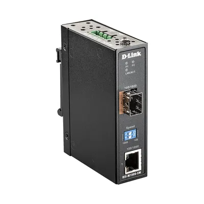 Медиаконвертер D-Link DIS-M100G-SW/A1A, 1×RJ-45 1000Base-T, 1×SFP 1000Base-X, промышленный