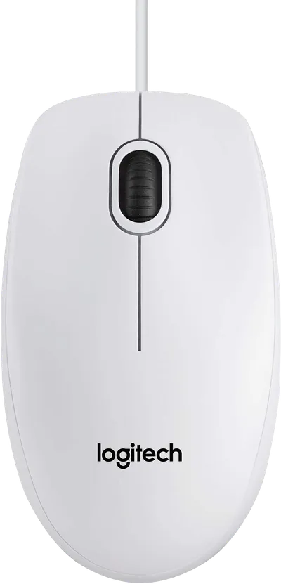 Мышь Logitech B100, оптическая, USB тип-A, 800 DPI, 3 кнопки, белая
