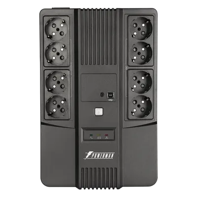 ИБП POWERMAN Brick 650 PLUS, линейно-интерактивный, 650 ВА/360 Вт, 8×Schuko, USB, RJ45/RJ11