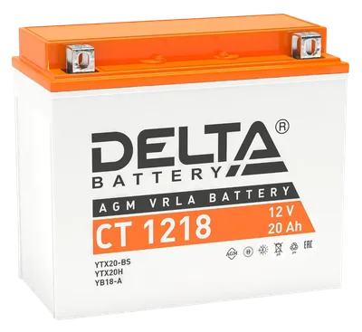 Аккумулятор Delta CT 1218, 12 В, 20 А·ч, AGM, 270 А, обратная полярность