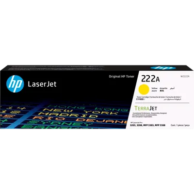 Тонер-картридж HP 222A (W2222A), жёлтый, 1300 страниц, стандартная ёмкость