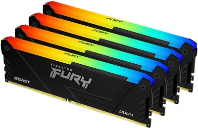Память Kingston Fury Beast RGB KF436C17BB2AK4/32, DDR4, 32 ГБ (4×8 ГБ), 3600 МГц