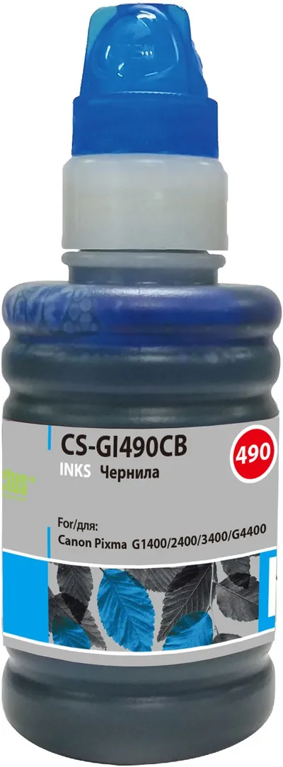 Чернила Cactus CS-GI490CB, голубой, 100мл, аналог Canon GI-490C