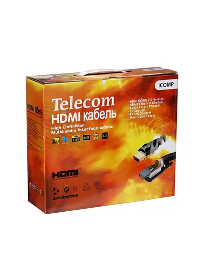 Кабель HDMI Telecom TCG200F-15M, HDMI (M) — HDMI (M), 15 м, 4K@60Hz, 18 Гбит/с