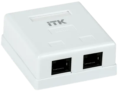 Розетка информационная ITK CS2-1C6U-22, RJ-45, Cat.6, 2 порта, белая