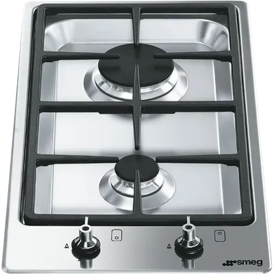 Газовая домино SMEG/ Домино,  Серия Домино - газовая варочная панель, 30 см,матовая нержавеющая сталь/ фурнитура Classica и Linea  в комплекте