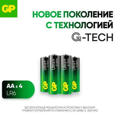 Батарейки КОМПЛЕКТ 4 шт., GP Ultra Plus, AA (LR06, 15А), алкалиновые, пальчиковые, блистер, 15AUP-2CR4