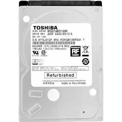 Жесткий диск Toshiba MQ01ABD100R, 1 ТБ, 2.5", SATA III, 5400 об/мин, 8 МБ
