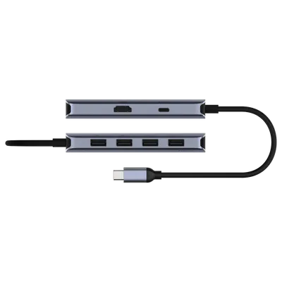 Док-станция CUDY UH500, USB-C, 6-в-1, 4K HDMI, 100W PD
