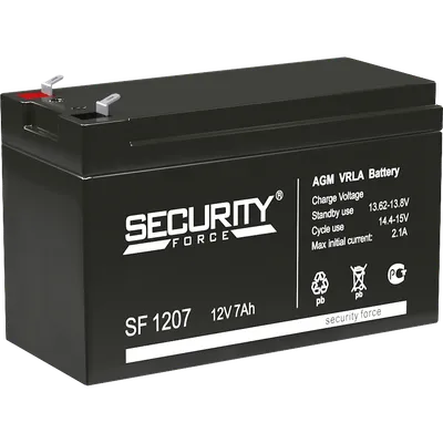 Аккумулятор Энергон SECURITY FORCE SF 1207, 12 В, 7 А·ч, AGM, клеммы F1