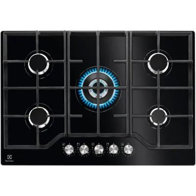 Газовая панель Electrolux KGG75362K, 5 конфорок, Wok, стекло