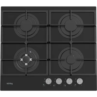 Варочная панель Korting HGG 6722 CTN, газовая, 60 см, 4 конфорки, WOK, стекло, чёрная